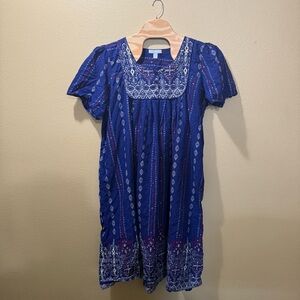Women’s 3X Only Necessities Blue Purple Bin Front Lounger House Nightgown Dress